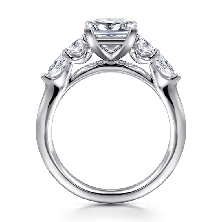 Estefani - 14K White Gold Princess Cut Diamond Engagement Ring - 0.8 ct - Shot 2