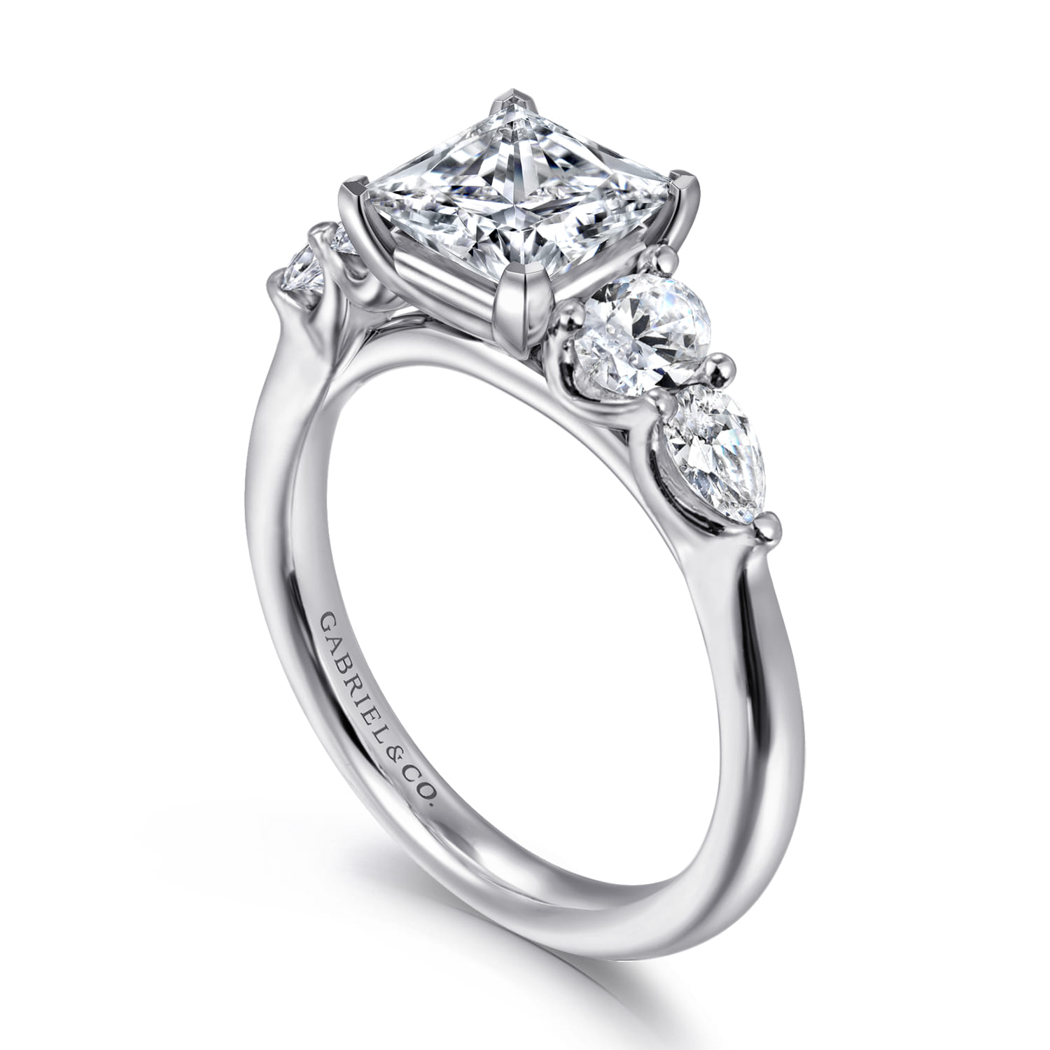 Estefani - 14K White Gold Princess Cut Diamond Engagement Ring - 0.8 ct - Shot 3