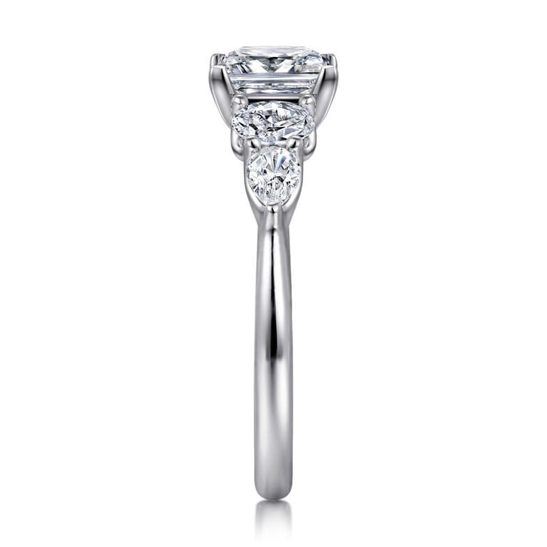 Estefani - 14K White Gold Princess Cut Diamond Engagement Ring - 0.8 ct - Shot 4