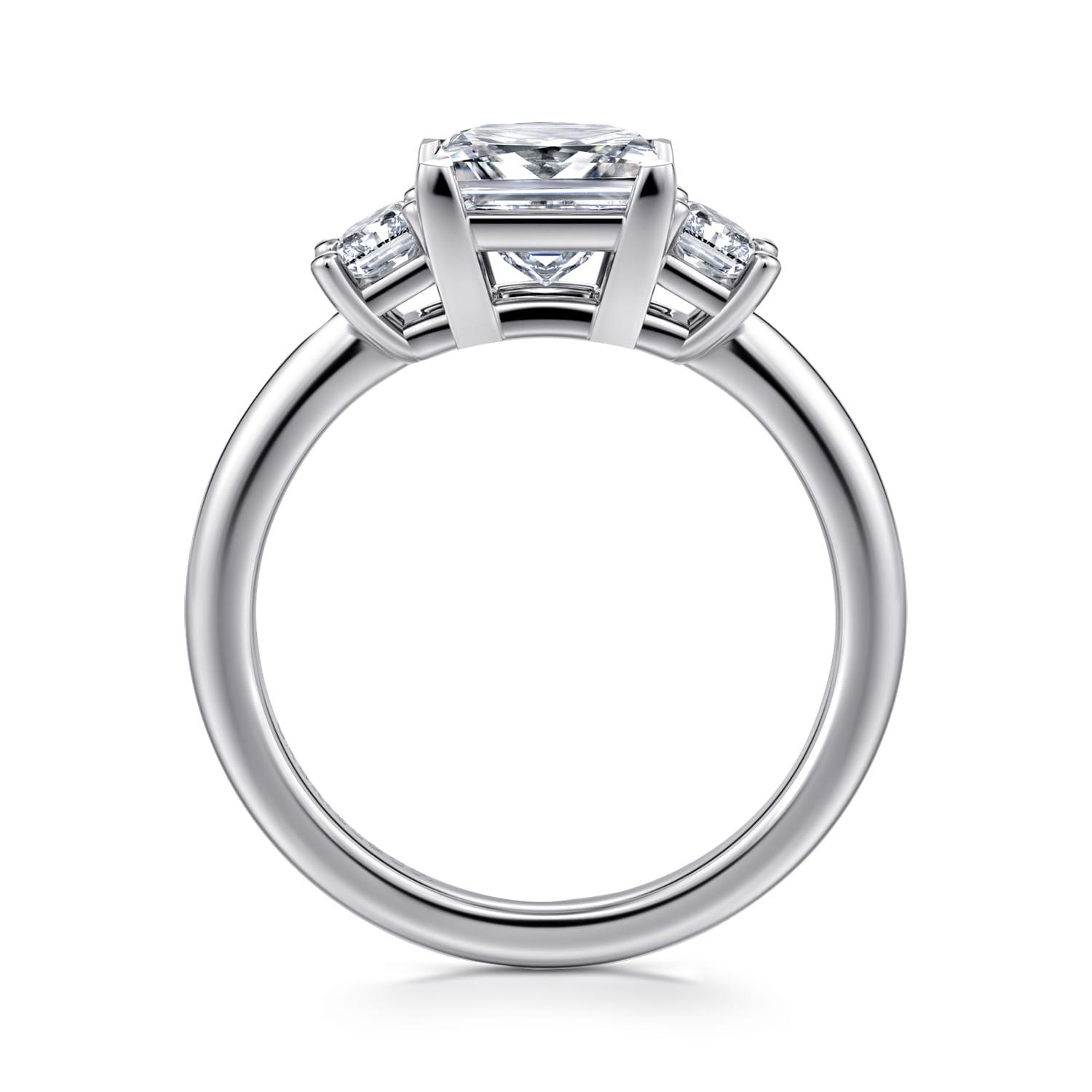 Stephi - 14K White Gold Princess Cut Three Stone Diamond Engagement Ring - 0.5 ct - Shot 2