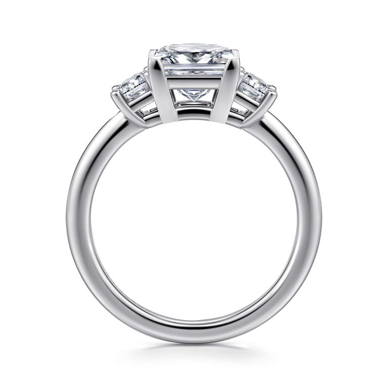 Stephi - 14K White Gold Princess Cut Three Stone Diamond Engagement Ring - 0.5 ct - Shot 2