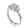 Stephi - 14K White Gold Princess Cut Three Stone Diamond Engagement Ring - 0.5 ct