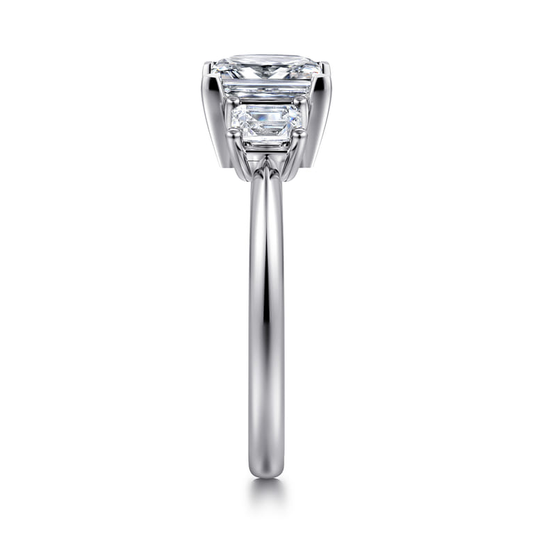 Stephi - 14K White Gold Princess Cut Three Stone Diamond Engagement Ring - 0.5 ct - Shot 4