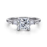 Louann - 14K White Gold Princess Cut Three Stone Diamond Engagement Ring - 0.3 ct