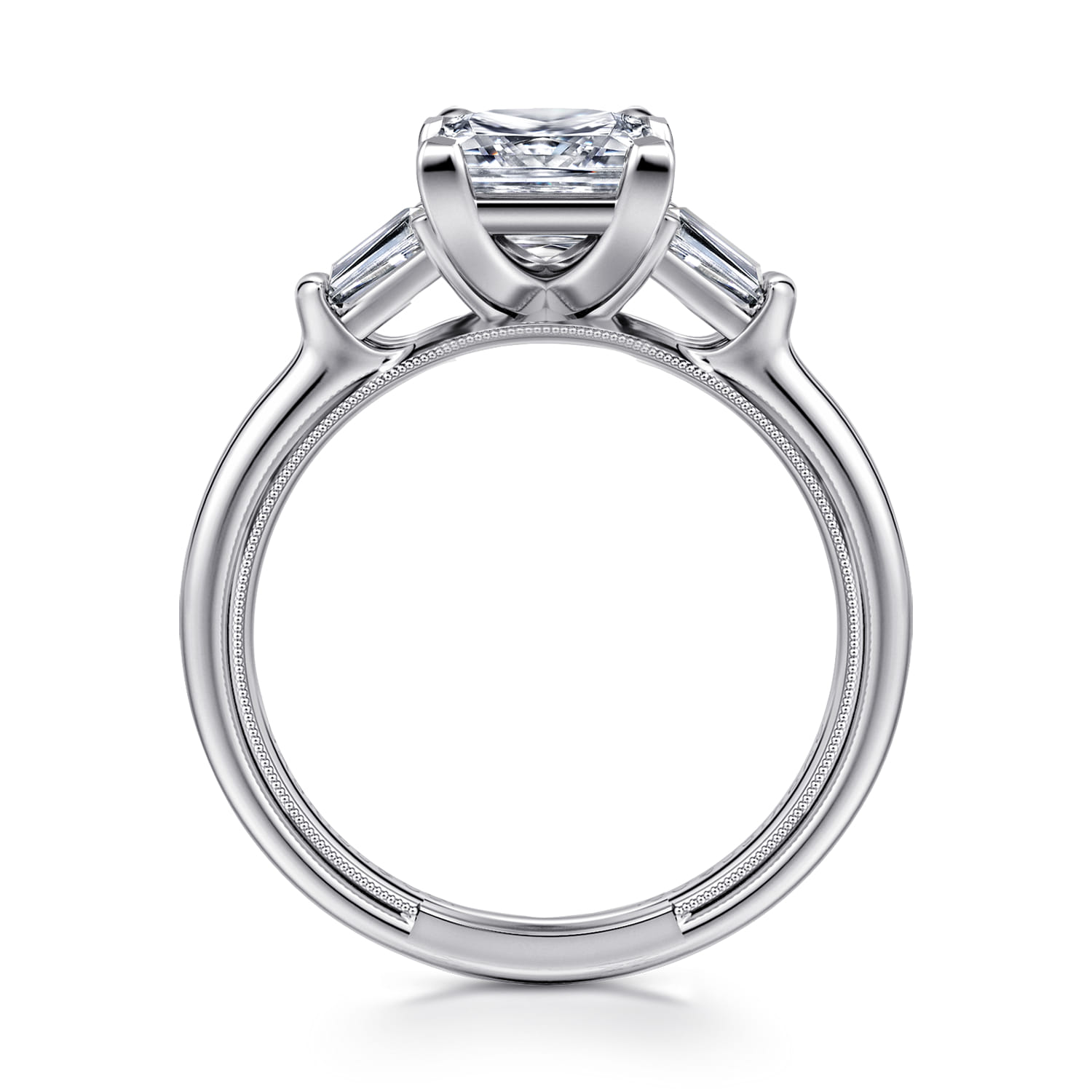 Louann - 14K White Gold Princess Cut Three Stone Diamond Engagement Ring - 0.3 ct - Shot 2
