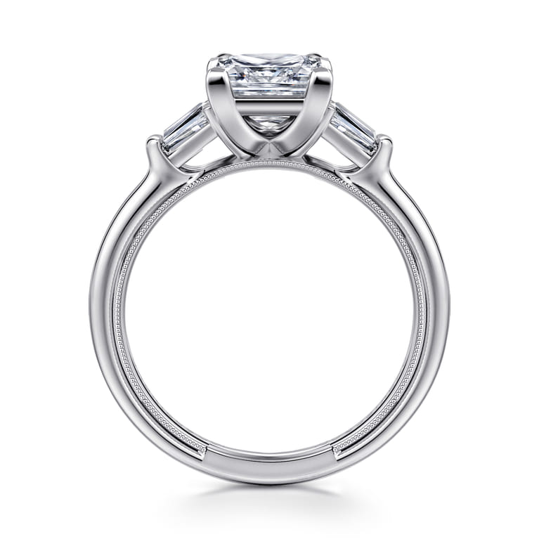 Louann - 14K White Gold Princess Cut Three Stone Diamond Engagement Ring - 0.3 ct - Shot 2