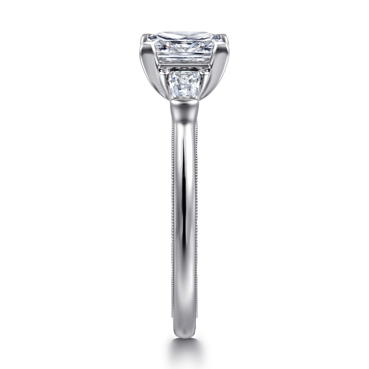 Louann - 14K White Gold Princess Cut Three Stone Diamond Engagement Ring - 0.3 ct - Shot 4