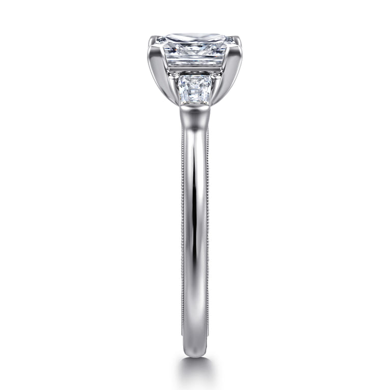 Louann - 14K White Gold Princess Cut Three Stone Diamond Engagement Ring - 0.3 ct - Shot 4