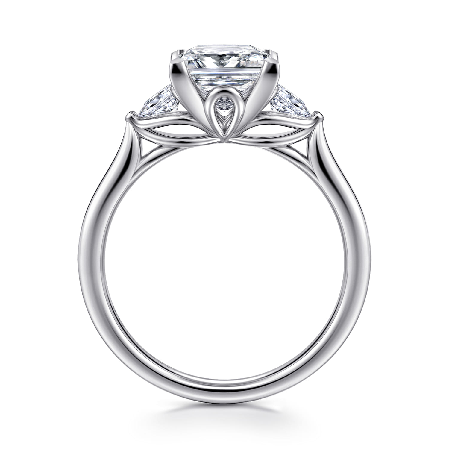 Reema - 14K White Gold Princess Cut Three Stone Lotus Diamond Engagement Ring - 0.24 ct - Shot 2