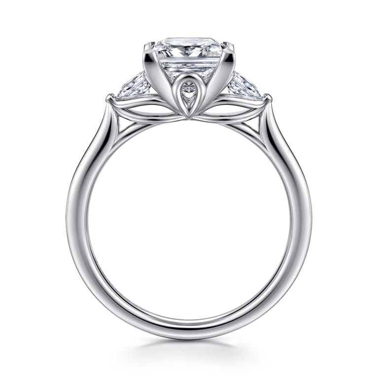 Reema - 14K White Gold Princess Cut Three Stone Lotus Diamond Engagement Ring - 0.24 ct - Shot 2