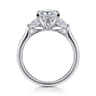 Reema - 14K White Gold Princess Cut Three Stone Lotus Diamond Engagement Ring - 0.24 ct