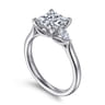 Reema - 14K White Gold Princess Cut Three Stone Lotus Diamond Engagement Ring - 0.24 ct