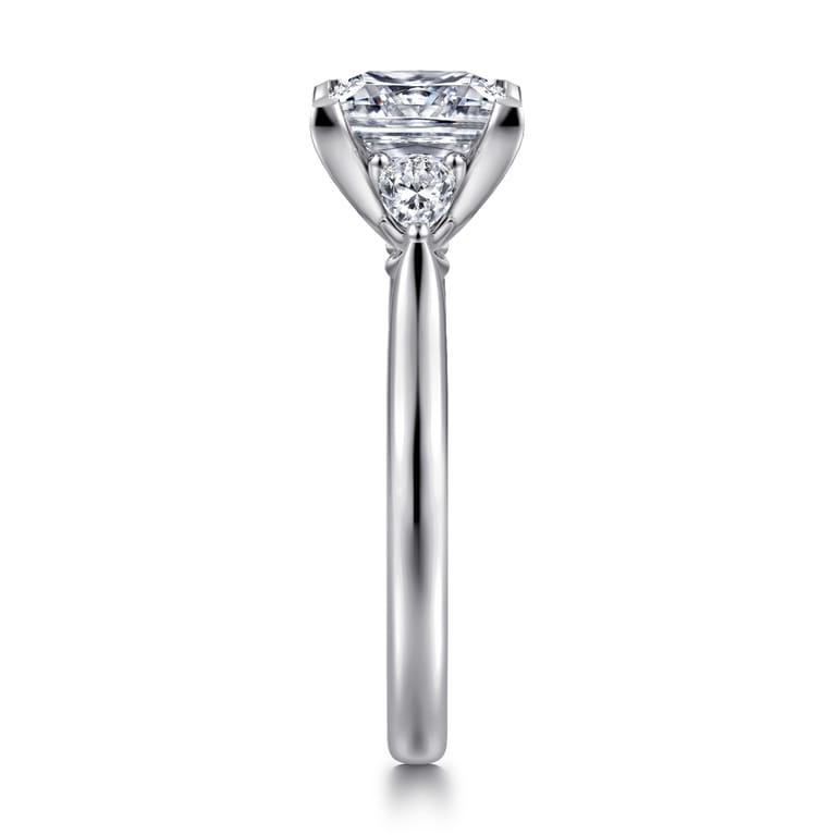 Reema - 14K White Gold Princess Cut Three Stone Lotus Diamond Engagement Ring - 0.24 ct - Shot 4