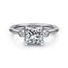 Charli - 14K White Gold Princess Cut Three Stone Diamond Engagement Ring - 0.1 ct