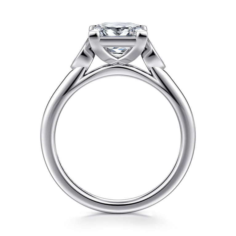 Charli - 14K White Gold Bezel Prong Princess Cut Three Stone Diamond Engagement Ring - 0.1 ct - Shot 2