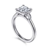 Charli - 14K White Gold Princess Cut Three Stone Diamond Engagement Ring - 0.1 ct