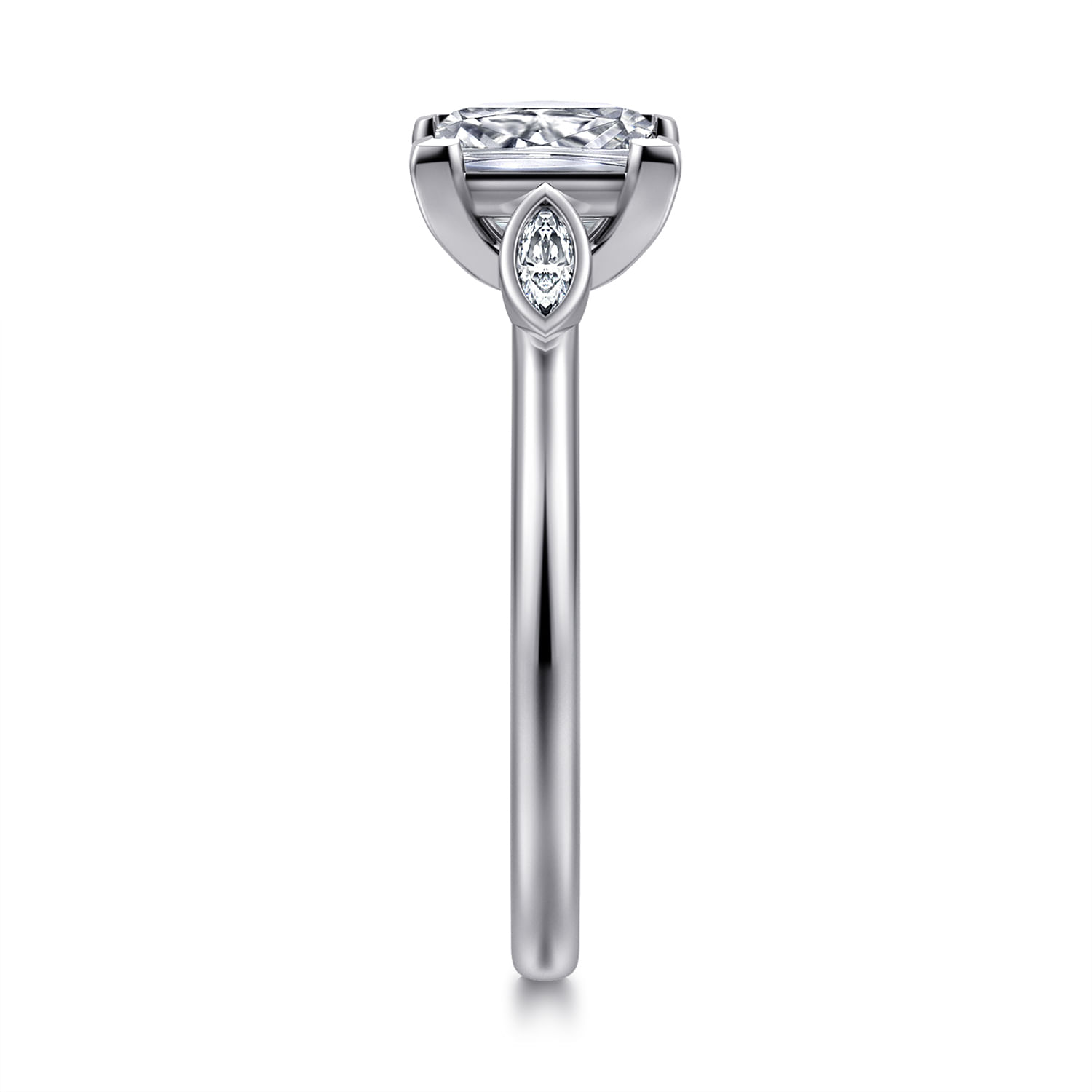 Charli - 14K White Gold Princess Cut Three Stone Diamond Engagement Ring - 0.1 ct - Shot 4