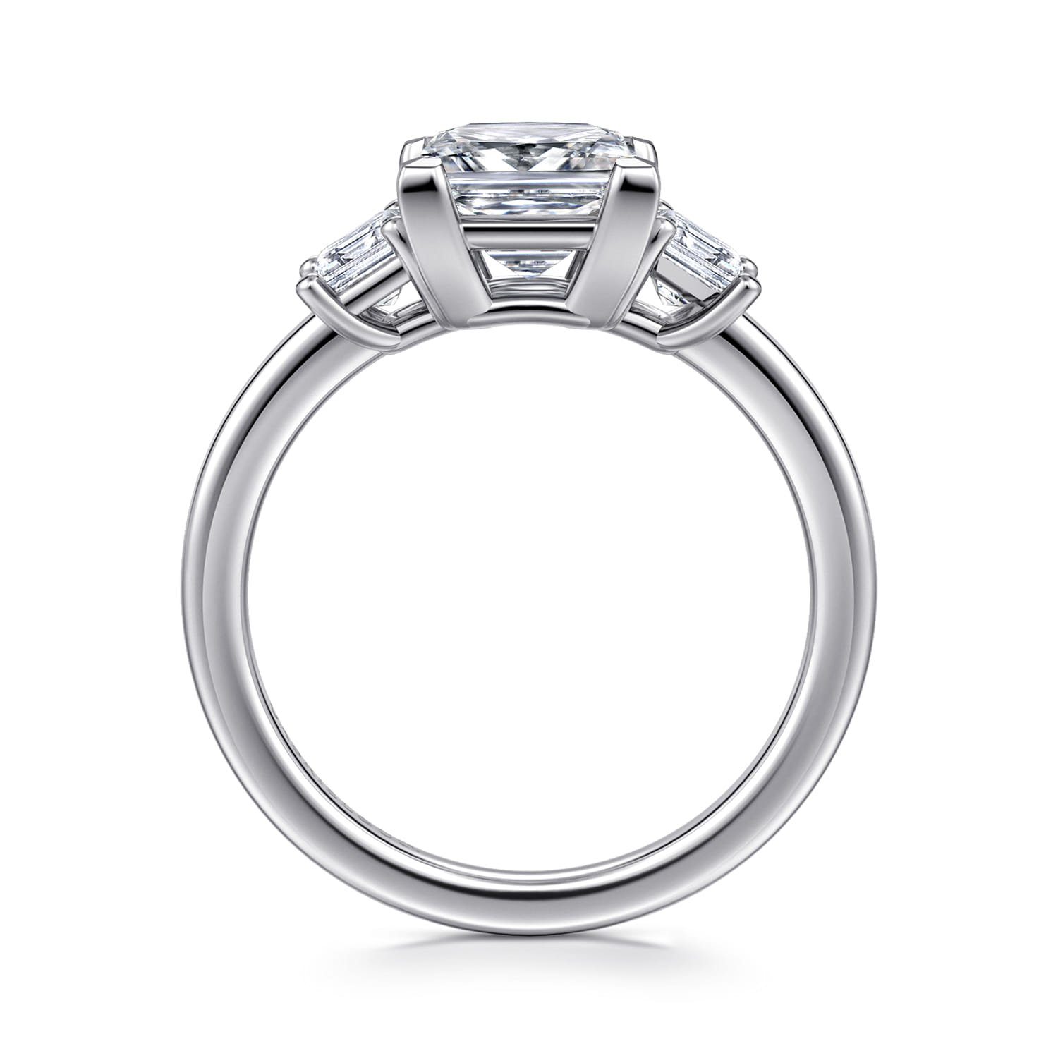 Stephi - 14K White Gold Princess Cut Three Stone Diamond Engagement Ring - 0.6 ct - Shot 2