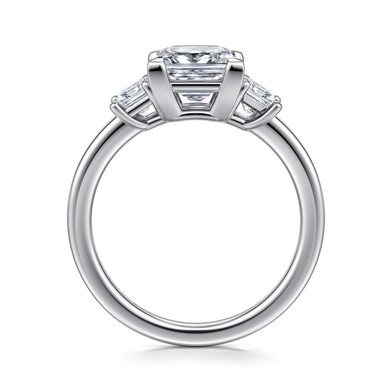 Stephi - 14K White Gold Princess Cut Three Stone Diamond Engagement Ring - 0.6 ct - Shot 2