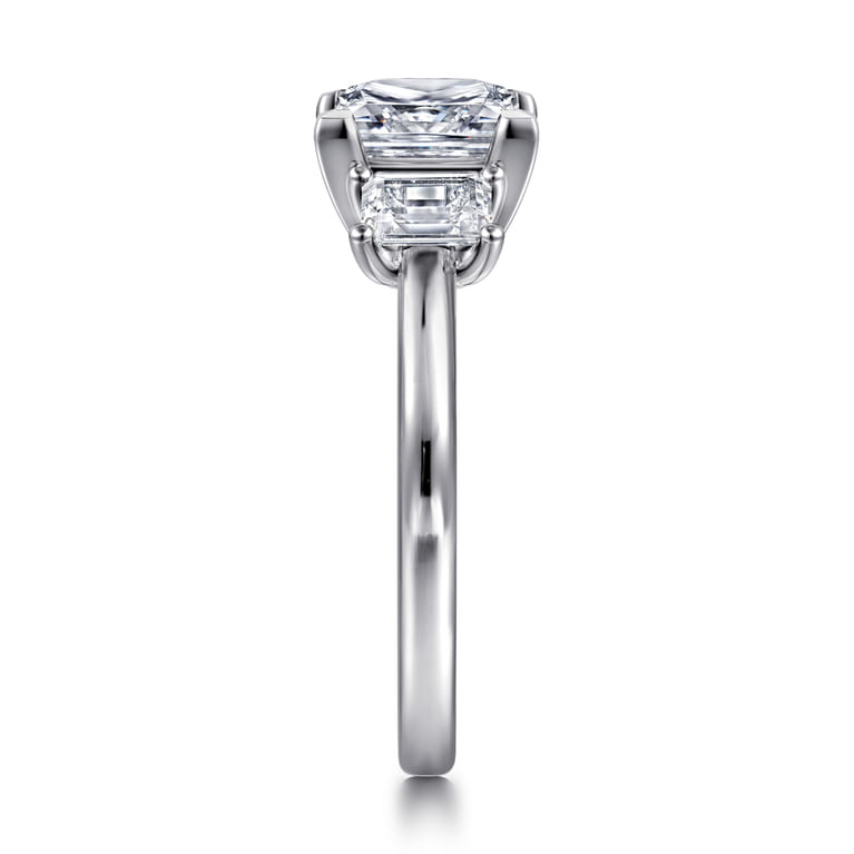 Stephi - 14K White Gold Princess Cut Three Stone Diamond Engagement Ring - 0.6 ct - Shot 4