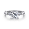 Madison - 14K White Gold Princess Cut Three Stone Lotus Diamond Engagement Ring - 0.3 ct