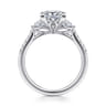 Moon - 14K White Gold Princess Cut Three Stone Lotus Diamond Engagement Ring - 0.4 ct