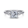 Ebony - 14K White Gold Princess Cut Three Stone Diamond Engagement Ring - 0.19 ct