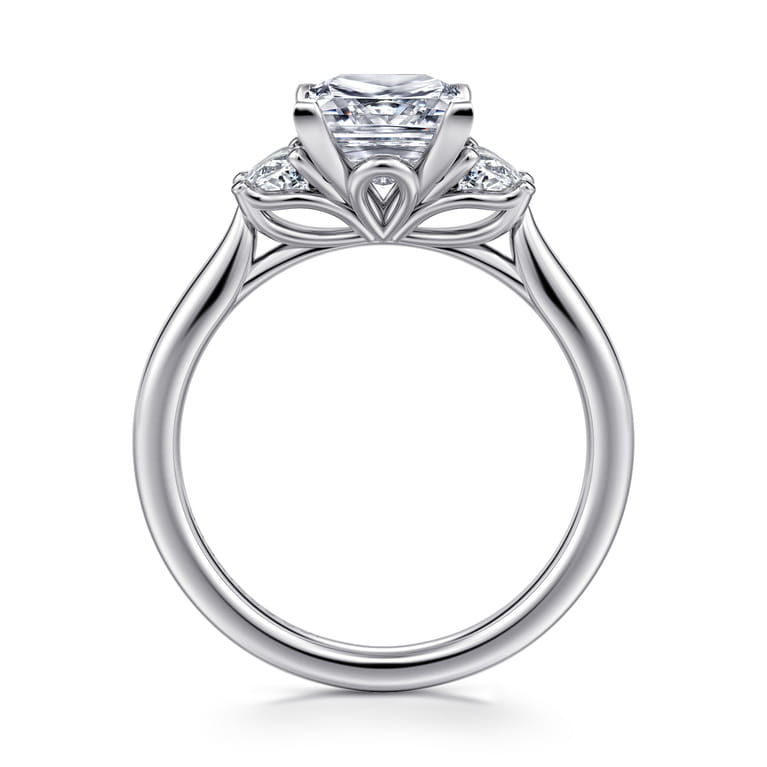 Devon - 14K White Gold Princess Cut Three Stone Lotus Diamond Engagement Ring - 0.38 ct - Shot 2