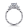 Devon - 14K White Gold Princess Cut Three Stone Lotus Diamond Engagement Ring - 0.38 ct