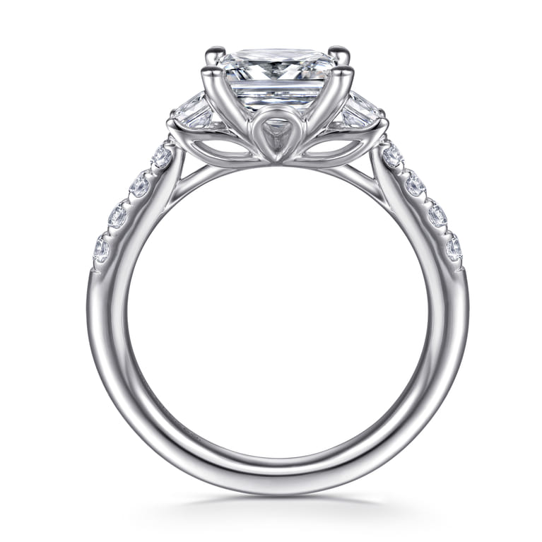 Alta - 14K White Gold Princess Cut Three Stone Diamond Engagement Ring - 0.5 ct - Shot 2