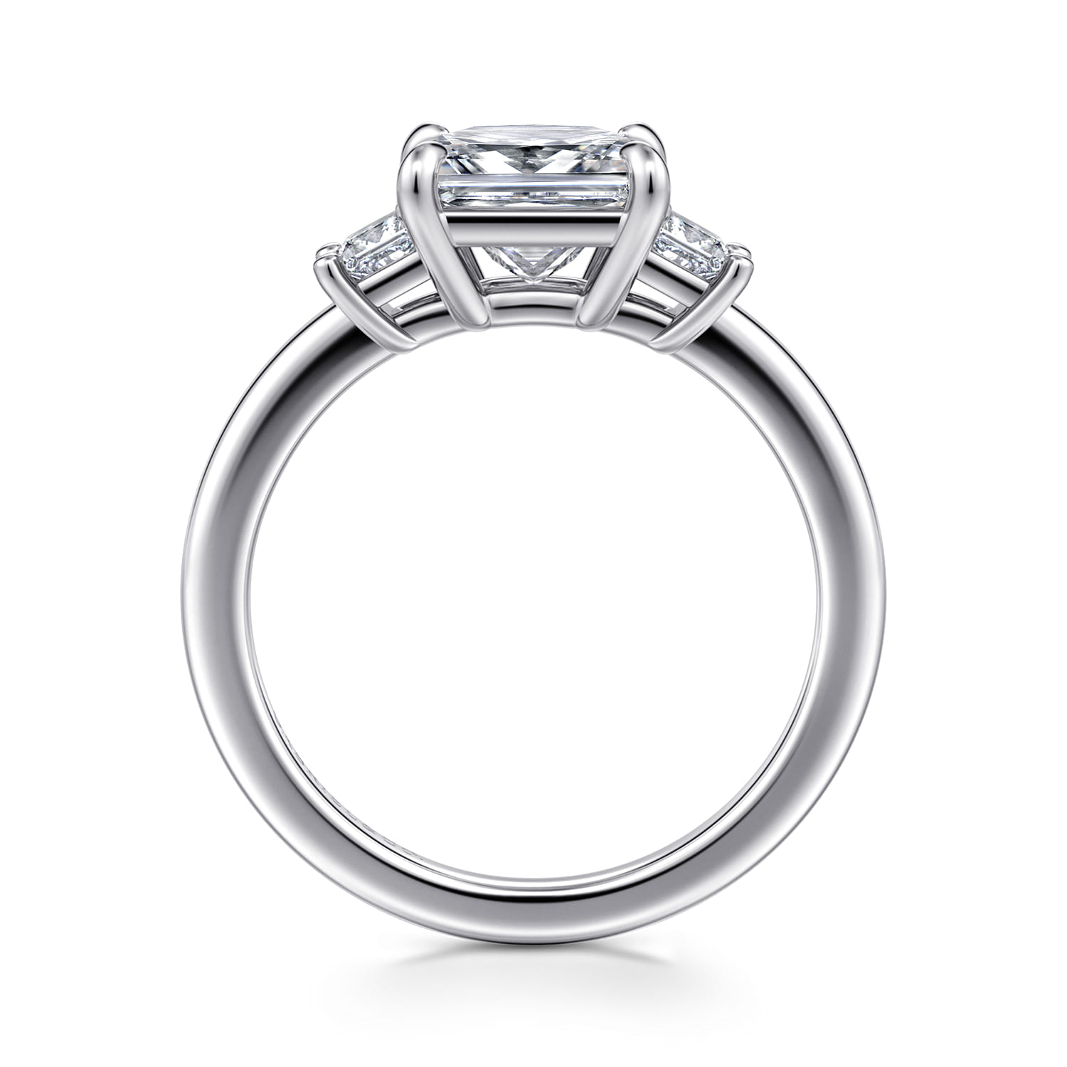 Antonia - 14K White Gold Princess Cut Three Stone Diamond Engagement Ring - 0.3 ct - Shot 2