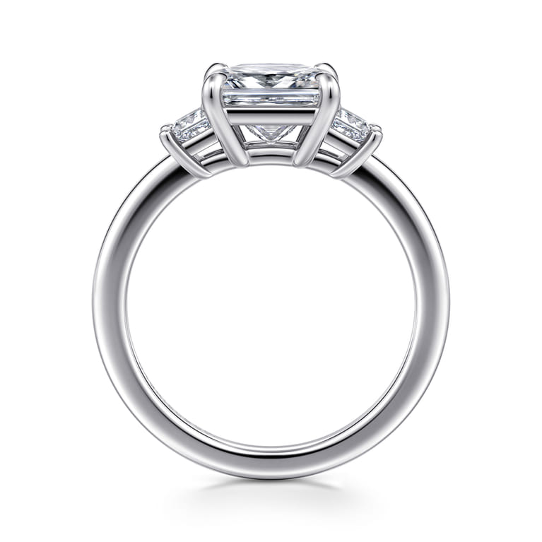 Antonia - 14K White Gold Princess Cut Three Stone Diamond Engagement Ring - 0.3 ct - Shot 2