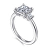 Antonia - 14K White Gold Princess Cut Three Stone Diamond Engagement Ring - 0.3 ct