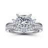Antonia - 14K White Gold Princess Cut Three Stone Diamond Engagement Ring - 0.3 ct