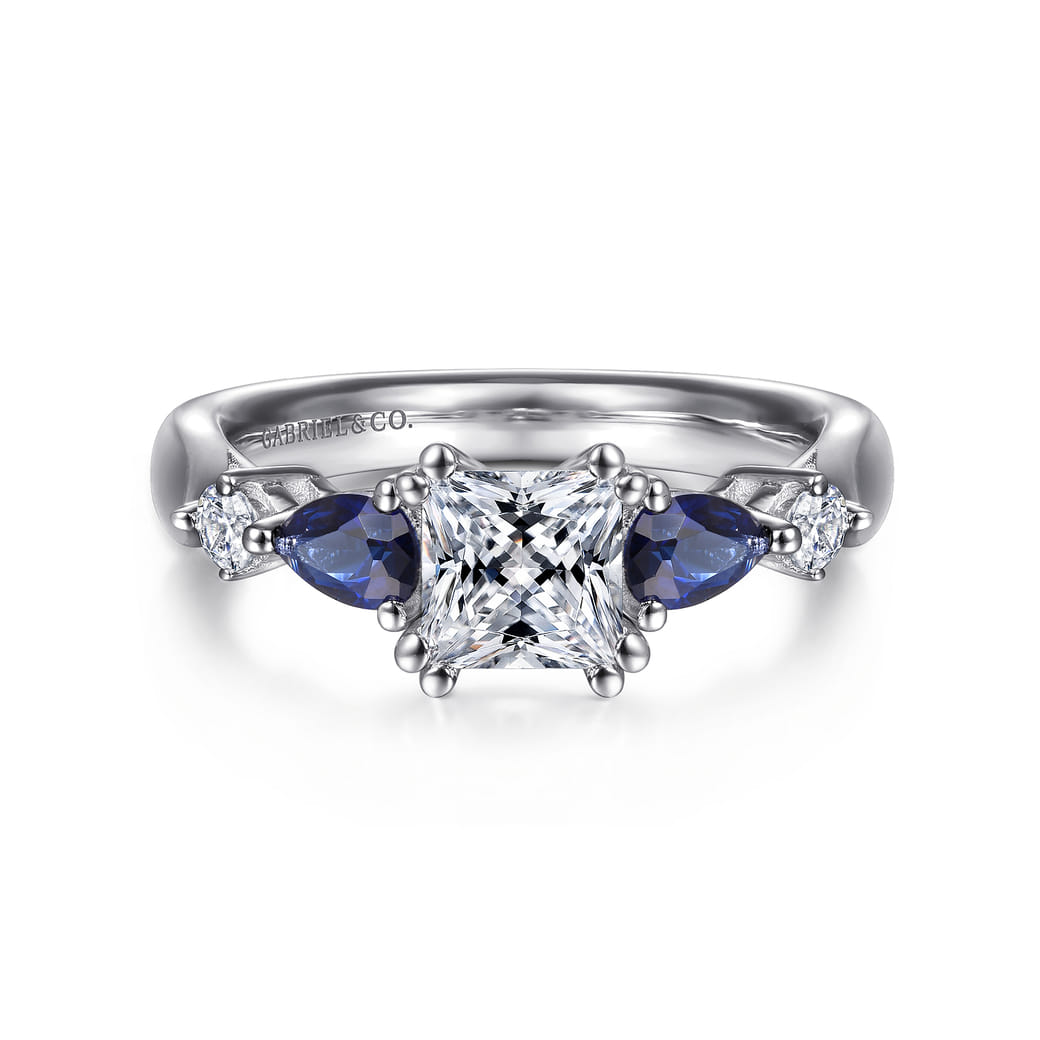 Princess Cut Stone Ring in 14k White Gold Gabriel Co