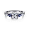 Carrie - 14K White Gold Princess Cut Five Stone Sapphire and Diamond Engagement Ring - 0.1 ct