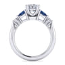Carrie - 14K White Gold Princess Cut Five Stone Sapphire and Diamond Engagement Ring - 0.1 ct