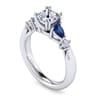 Carrie - 14K White Gold Princess Cut Five Stone Sapphire and Diamond Engagement Ring - 0.1 ct