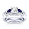 Carrie - 14K White Gold Princess Cut Five Stone Sapphire and Diamond Engagement Ring - 0.1 ct
