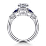 Carrie - 14K White Gold Princess Cut Five Stone Sapphire and Diamond Engagement Ring - 0.1 ct