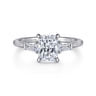 Feana - 14K White Gold Rectangular Radiant Cut Three Stone Diamond Engagement Ring - 0.35 ct