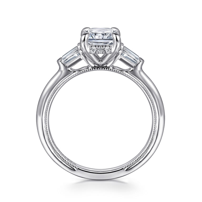 Feana - 14K White Gold Rectangular Radiant Cut Three Stone Diamond Engagement Ring - 0.35 ct - Shot 2