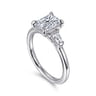 Feana - 14K White Gold Rectangular Radiant Cut Three Stone Diamond Engagement Ring - 0.35 ct