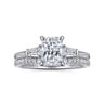 Feana - 14K White Gold Rectangular Radiant Cut Three Stone Diamond Engagement Ring - 0.35 ct