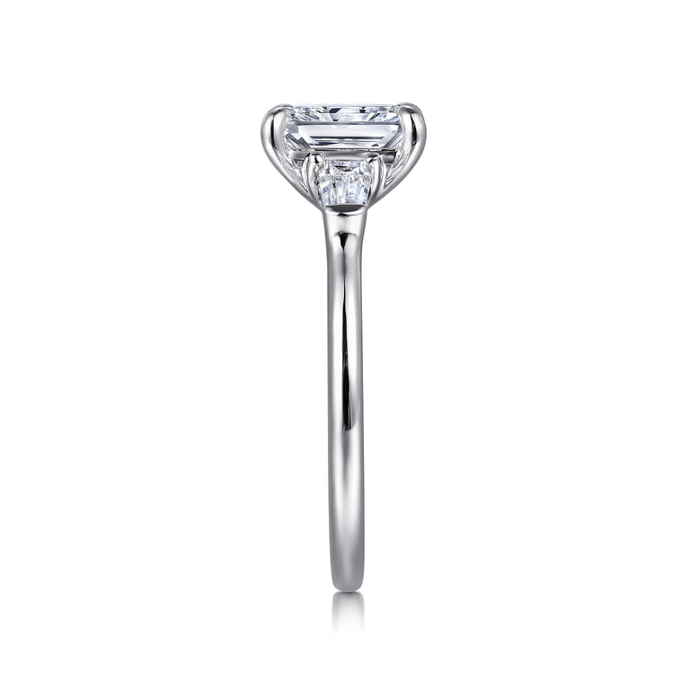 Feana - 14K White Gold Rectangular Radiant Cut Three Stone Diamond Engagement Ring - 0.35 ct - Shot 5