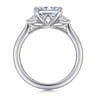 Darline - 14K White Gold Radiant Cut Three Stone Lotus Diamond Engagement Ring - 0.22 ct
