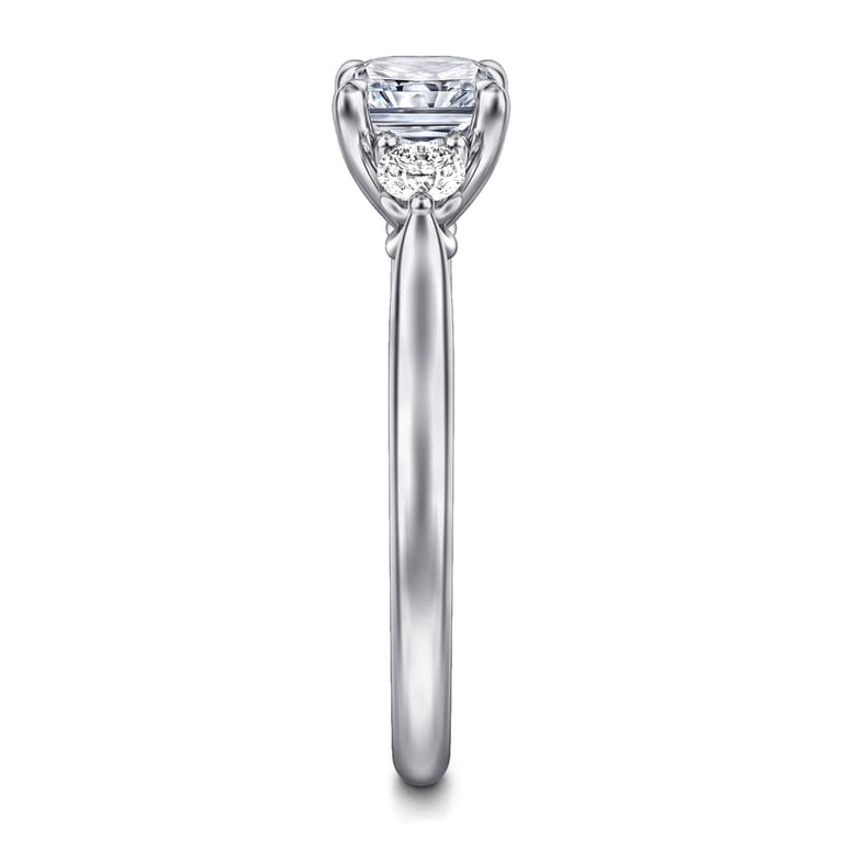Darline - 14K White Gold Radiant Cut Three Stone Lotus Diamond Engagement Ring - 0.22 ct - Shot 5