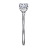 Darline - 14K White Gold Radiant Cut Three Stone Lotus Diamond Engagement Ring - 0.22 ct