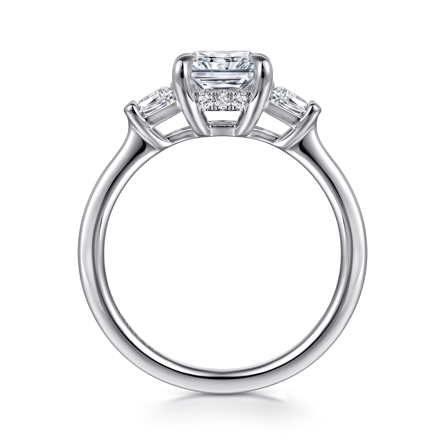 Kenia - 14K White Gold Radiant Cut Three Stone Diamond Engagement Ring - 0.45 ct - Shot 2