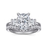 Kenia - 14K White Gold Radiant Cut Three Stone Diamond Engagement Ring - 0.45 ct